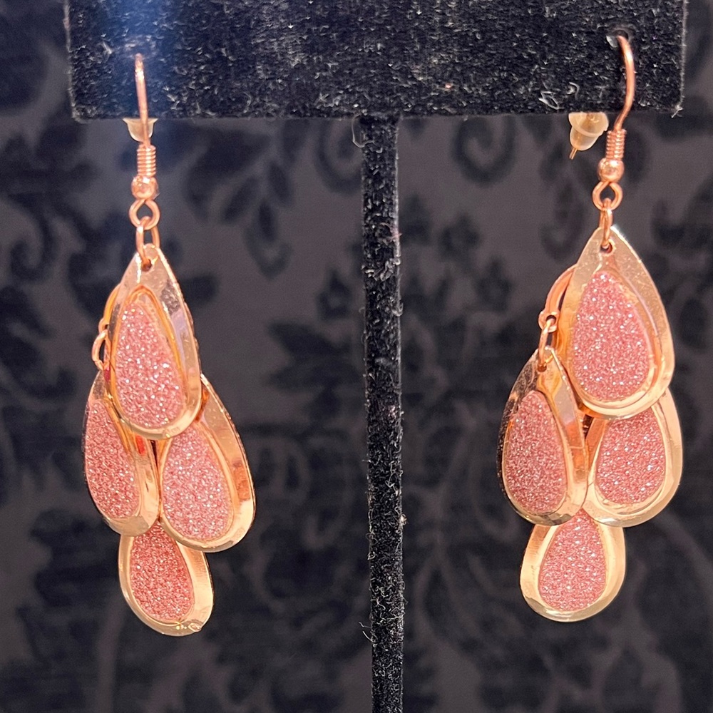 Rose gold and pink shimmer earrings
